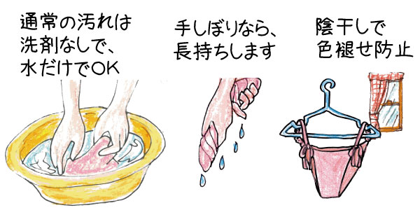 絹ふんどしの洗たくとお手入れは手洗い、手しぼり、かげ干し